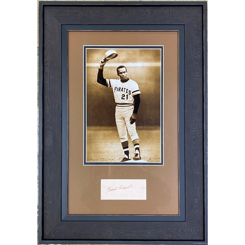 527 - Baseball - Roberto Clements autograph and sepia photograph, the photograph 29 x 19cm, mounted in the... 