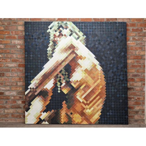 1491 - Oscar Whicheloe (21st century) - Pixelated nude portrait, signed and dated 2006-07 verso, oil on can... 