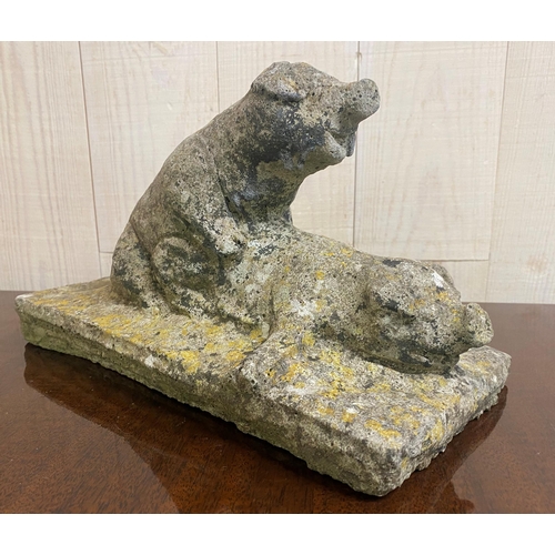 1392 - Artist Unknown - 'The Wedding Night', two pigs rutting, reconstituted stone sculpture, 18 x 30cm