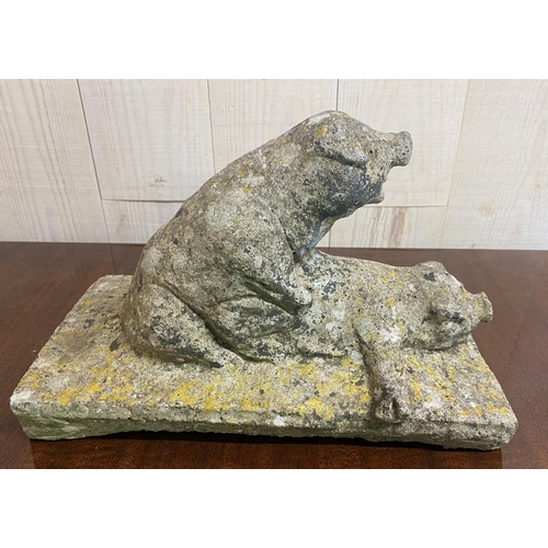 1392 - Artist Unknown - 'The Wedding Night', two pigs rutting, reconstituted stone sculpture, 18 x 30cm