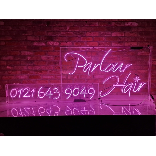 1032 - Quantity of very large pink neon signs to include two 'Parlour Hair' examples and an '0121' phone nu... 