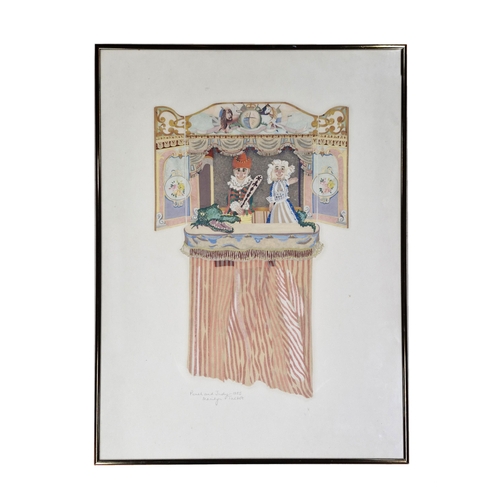 1474 - Marilyn Talbot (20th century) - 'Punch and Judy', signed and dated 1985, mixed media, 53 x 40cm, fra... 