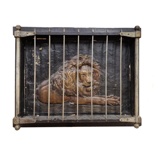 1038 - 19th century American Ringling Bros travelling circus panels, depicting caged Tiger and Lion, unique... 