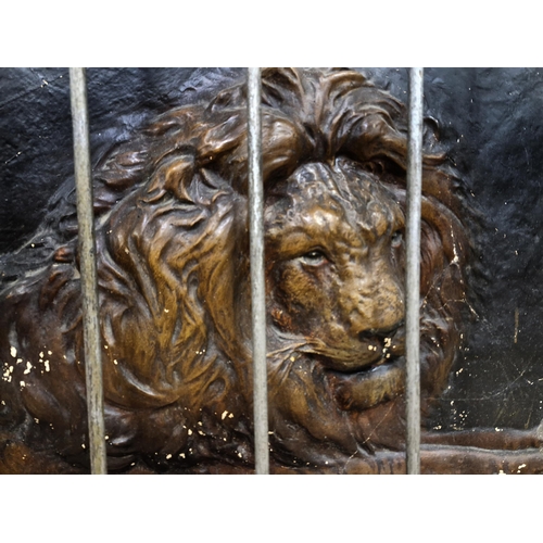 1038 - 19th century American Ringling Bros travelling circus panels, depicting caged Tiger and Lion, unique... 