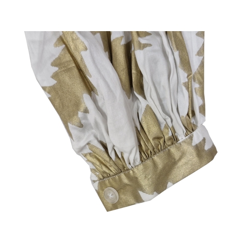 108 - Vivienne Westwood Anglomania white and gold fern pattern dress, size 42