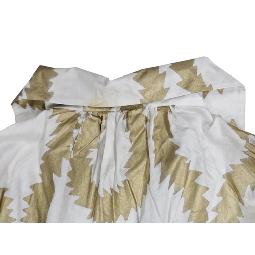 108 - Vivienne Westwood Anglomania white and gold fern pattern dress, size 42