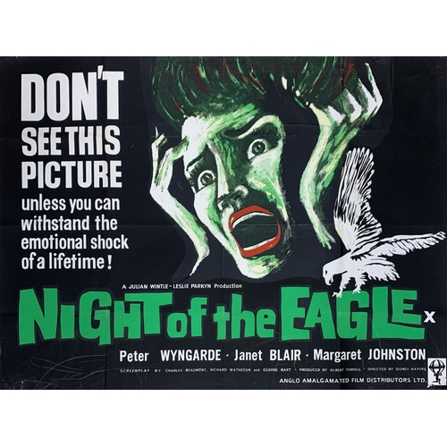 438 - Original 1962 'Night Of The Eagle' British horror film quad poster, rare 1st print, 100cm x 75cm, un... 