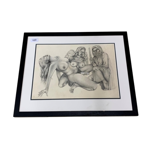 1499 - W Ahaspher (20th century) - Erotic study, signed and dated 1934, London, graphite, 23 x 39cm, framed