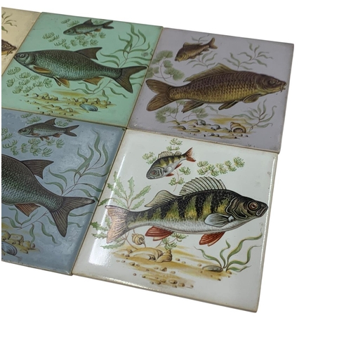 321 - Six Minton fish themed ceramic tiles, 11cm x 11cm