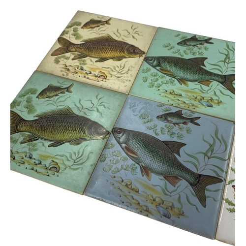 321 - Six Minton fish themed ceramic tiles, 11cm x 11cm