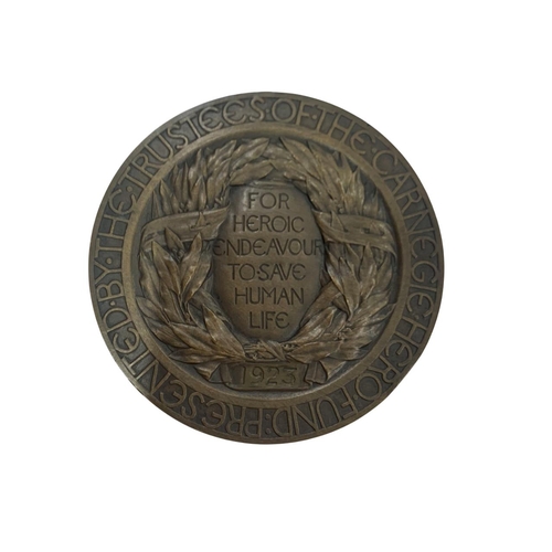 161 - The Carnegie Medal of Philanthropy, inscribed 'Charles R. Woods, Liverpool, 28th June 1923', to incl... 