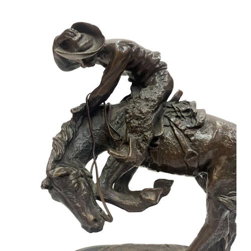 452 - Frederick Remington (1861-1909) - 'The Rattlesnake', good bronze figural group after the 1908 origin... 