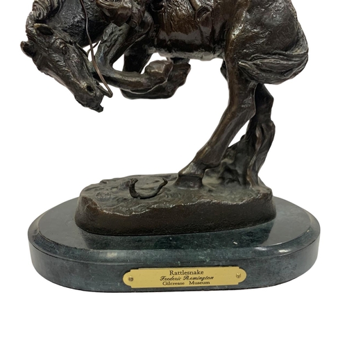 452 - Frederick Remington (1861-1909) - 'The Rattlesnake', good bronze figural group after the 1908 origin... 