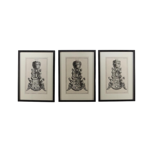 1509 - Three early 18th Century engravings of a bronze Stand depicting the life of Hercules, produced by Do... 