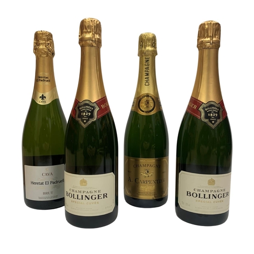 532 - Alcohol - quantity of Champagne and Cava to include Bollinger and Carpentier, unopened (6)