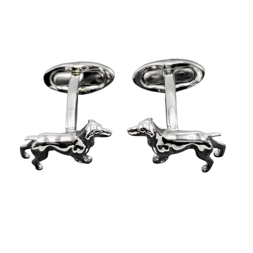 164 - Holland & Holland chrome hunting hound cufflinks, boxed