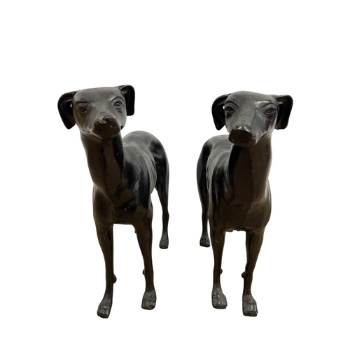 459 - Pair of cast metal Greyhounds, H 29cm (a/f)