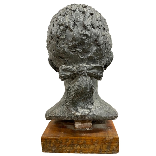 1461 - Moulded plaster bust of a 'Jenny' female with wooden base, label to base attributing work to Michael... 