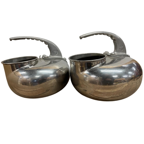 466 - Pair of French Surge stainless steel portable cow milker buckets, a quirky planter or vase alternati... 