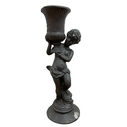 542 - Group of collectables to include a 19th century lead cherub candlestick, Eagle doorstop, carved frui... 