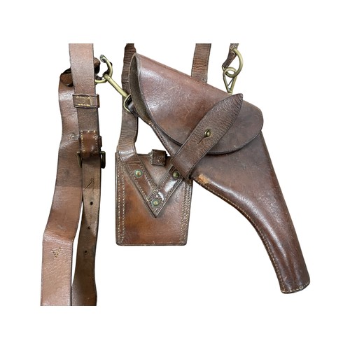 229 - Quantity of WWI period British Army Sam Browne leather belts, holster, gaiters, etc.