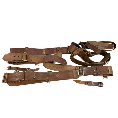 229 - Quantity of WWI period British Army Sam Browne leather belts, holster, gaiters, etc.