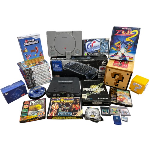 522 - Quantity of retro gaming to include Nintendo 64 console, Sony PS1 PlayStation console, PS1 controlle... 