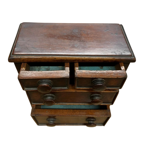 417 - 19th century mahogany apprentice piece chest of drawers, 24cm x 19cm x 9cm