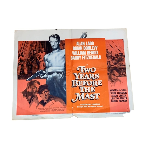 615 - Original Two Years Before The Mast 1946 promotional film poster, featuring Alan Ladd, 71cm x 55cm, u... 