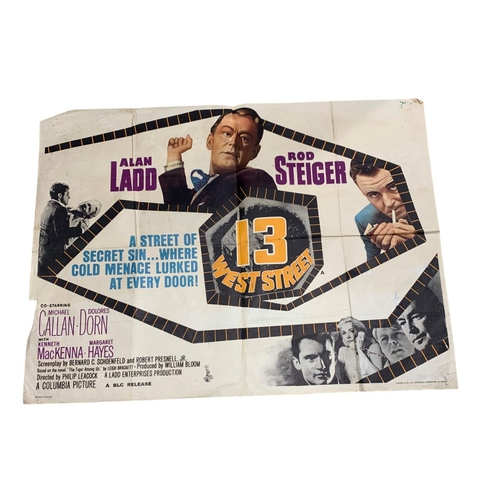 618 - Original 13 West Street 1962 promotional film poster, feauturing Alan Kidd, 100cm x 76cm