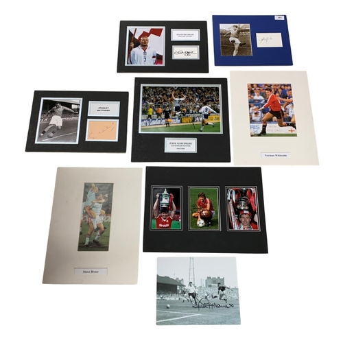 626 - Football - Collection of football autographs mounted on card to include David Beckham, Stanley Matth... 