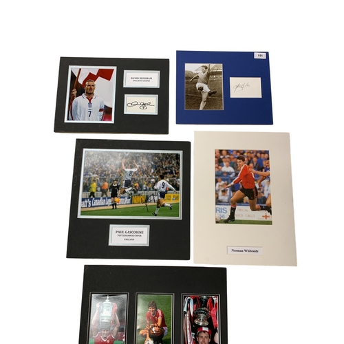 626 - Football - Collection of football autographs mounted on card to include David Beckham, Stanley Matth... 