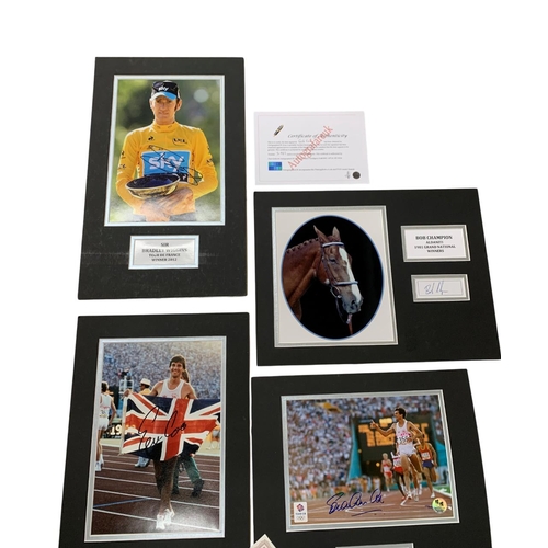 637 - Quantity of Sports related autographs to include Sebastian Coe, Andy Murray, Bradley Wiggins, Bob Ch... 