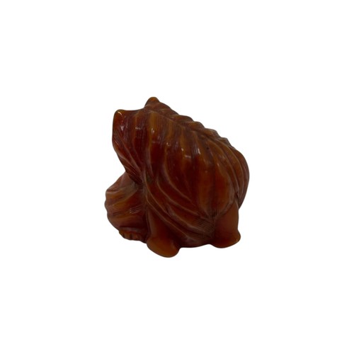 270 - Japanese carved butterscotch amber netsuke in the form of a Red Panda, inscribed signature to base, ... 