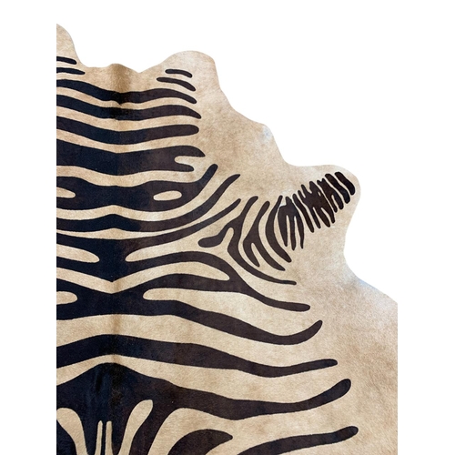 1085 - Taxidermy - unusual tiger striped stylised cow hide rug, 220cm x 150cm