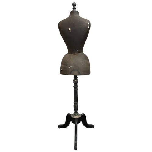 547 - Stockman of Paris - Antique Napoleon III wasp waisted adjustable mannequin, lowest height 150cm