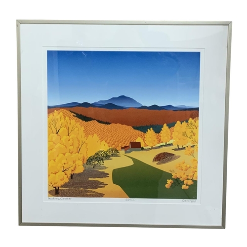 1521 - Sabra Field (1935-) 'Ascutney, October', autumnal landscape scene, signed and numbered 53/100, woodc... 