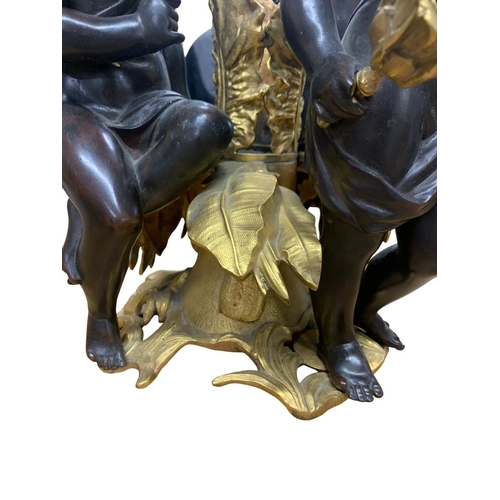 474 - Exceptional antique French bronze and ormolu epergne or centrepiece with three cherubs, H 36cm