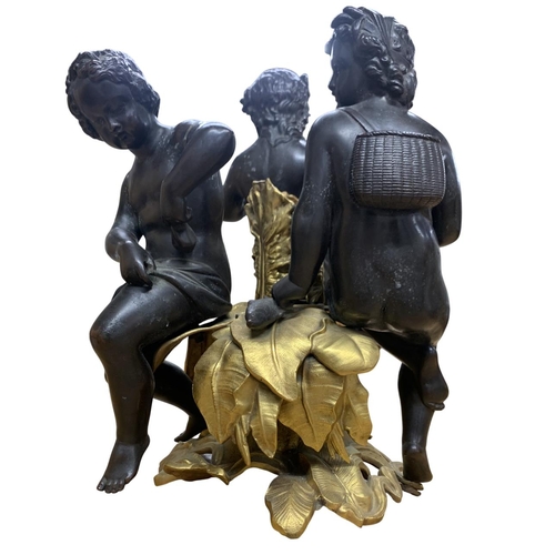 474 - Exceptional antique French bronze and ormolu epergne or centrepiece with three cherubs, H 36cm