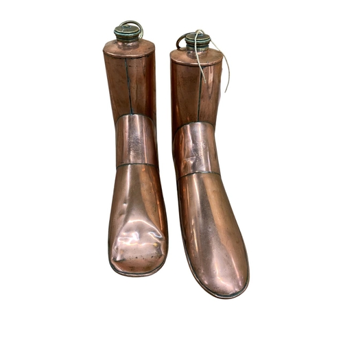 232 - Pair of Army and Navy issued WWI officers copper boot warmers, C.S.L of London, size 38