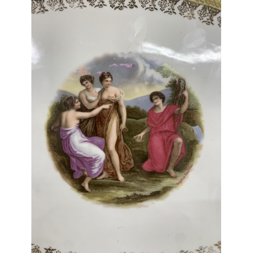 340 - Austrian Royal Vienna Angelica Kauffman porcelain hand painted dish, having central Classical scene ... 