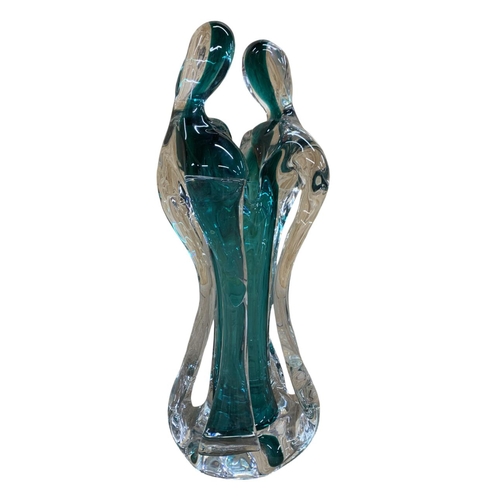 358 - Murano glass scultpture of The Lovers, internal turquoise glass, H 27cm