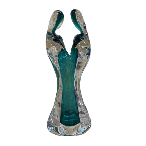 358 - Murano glass scultpture of The Lovers, internal turquoise glass, H 27cm