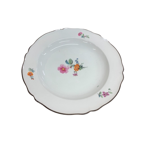 346 - Antique Berlin (KPM) hand painted floral pattern part dinner service to include serving dishes, pede... 