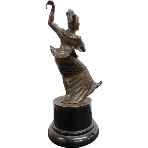 477 - Bronze Thai dancer raised on an ebonised pedestal base, H 21cm