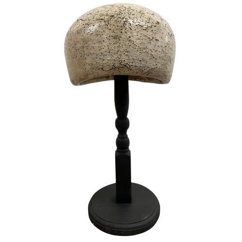 563 - Early 20th century French milliners hat stand / mould, with stand, H 37cm