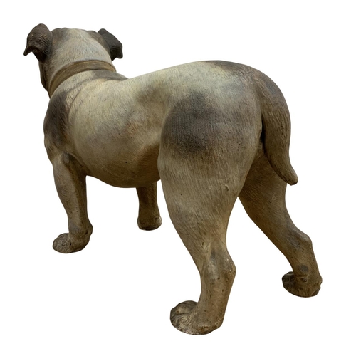 381 - Exceptional antique terracotta bulldog/pug figure, having hand painted detailed features with black ... 