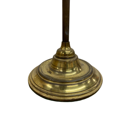 1151 - 19th Century French brass students adjustable oil lamp, converted to electric, with crown details an... 