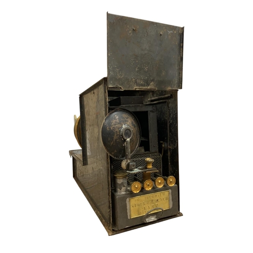 565 - Victorian John Wrench magic lantern, having 'Church Army Lantern Department' plaque to reverse, in o... 