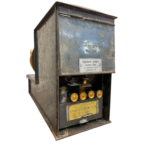 565 - Victorian John Wrench magic lantern, having 'Church Army Lantern Department' plaque to reverse, in o... 